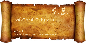 Ivánkó Ervin névjegykártya